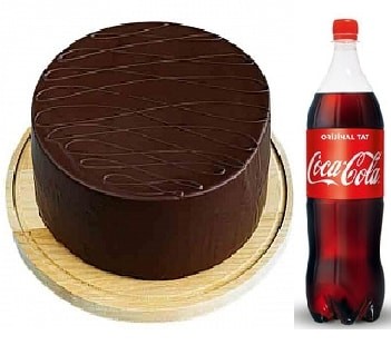 9-12 Kişilik Sade Klasik Çikolatalı Pasta & 1 Lt Cola pasta